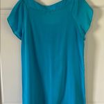 Glam Turquoise Silk Blouse by with Wide Scoop Neck and Short Sleeves Photo 6
