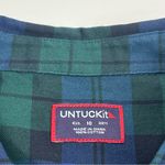 UnTuckIt Pipers Brook Blue Green‎ Solid Plaid Button Front Shirt Womens Size 10 Photo 1