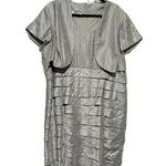 London Times Women's Cocktail Dress w/ Lined Jacket Layered Silver Size 18W Photo 0