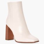 JustFab Amber Block Heeled Ankle Bootie in Bone Photo 0