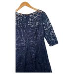 Tahari Dress Womens 10 Blue Sequined Lace Sheath Cocktail Party Formal Elegant Photo 9