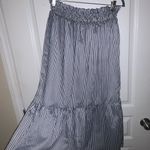 Gianni Bini Striped Maxi Ruffle Skirt Blue White Pinstripe Photo 3
