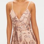 Pretty Little Thing   Rose Gold Sheer Strappy Panel Sequin Bodycon Dress Photo 0