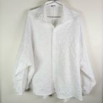 Madonna & Co White Floral Textured Blouse Romantic Statement Top Size XL Photo 1