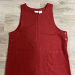 Vintage Lagenlook Seersucker Jumper Maxi Dress Button Large Cottage Red Photo 2