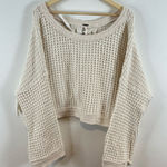 Free People | Lace Up Back Oversized Waffle Knit Sweater Ivory Small Photo 0