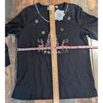 Quacker Factory by Jeanne Bice Sequin Reindeer Christmas Tree Holiday Top S Black Photo 3