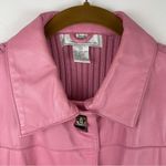 Vintage Lamb Leather Vest Sz Large Pink Turn Lock Knit Back Photo 4