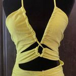 SheIn fluorescent sparkling yellow /green backless dress. Size small Photo 0