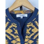 Taaga Blue Yellow Abstract Print Short Sleeve Midi Button Up Kaften Dress Size M Size M Photo 3