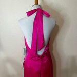 Milly Nicolette Womens Hot Pink Halter Ruched Satin Midi Dress Chic NEW 10 Photo 4