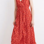 Madewell NWT  Ruffle Strap Wrap Midi Maxi Prairie  Dress Red Photo 0