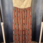 White and Orange Strapless Dress Size L Photo 0