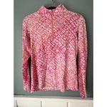 IBKUL Venetian Tile Coral Red White Long Sleeve Mock Zip Golf Tennis Top Size S Pink Photo 1