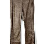 Urban Outfitters Girlfriend Faux Leather Pants Brown Womens 4 Straight Side Snap Photo 0