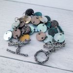 Green & Yellow Painted? Shell? Multi Row Bracelet Photo 4