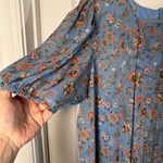 Anthropologie Satin + Babi Marina Blue Floral Puff Sleeve Summer Dress Sz 4 Photo 5