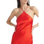 Line and Dot  Kira Maxi Dress in Tomato Red Medium New Womens Satin Gown Photo 9