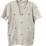 PINK - Victoria's Secret PINK Gray VNeck Tee Size Small Embroidered Stars Casual Photo 0
