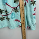 LIV Los Angeles Top Women 3X Blue Stretch Floral Embroidered Short Sleeve Blouse Photo 7