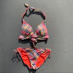 Victoria's Secret  orange blue plaid side tie bikini bottoms MEDIUM Photo 3