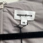 superdown NEW NWT  Gwen Long Sleeve Draped Neck Mini Dress In Silver Metallic Photo 6