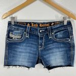 Rock Revival  Denim CUT-OFF Shorts Frayed Hem Embellished Pockets Skinny Jeans 27 Photo 1