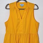 CeCe Orange Gold Sleeveless Tiered Cotton Dress Size Large Gold Mini Dress Photo 2