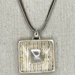 Chico's Double Strand Cord Square Striped Silver Tone Pendant β¨ Photo 0