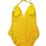 Kate Spade  New York Halter One Piece Swimsuit Saffron Yellow Embroidered Size M Photo 6