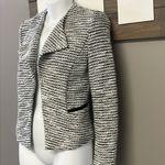 Loft Cream Black Long Sleeve Open Front Cotton Blend Blazer- PXS Photo 1