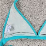 Becca  Womens Bikini Large Teal Blue 2 Piece Floral Embroidered Triangle Halter Photo 10