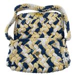 Lele Sadoughi  Abalone Blue Yellow Braided Lyle Snap Shoulder Bag Handbag OS Photo 2