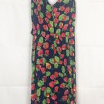 Warehouse Strawberry Print Sleeveless Midi Dress Blue Size 2 Photo 6