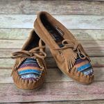 Minnetonka Women's Brown Slip On Southwest Moccasins Shoes Size 9 Embroidered Photo 0