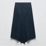 ZARA  High Rise Five Pocket Denim Midi Fishtail Skirt Dark Navy Blue Large Photo 1