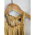 Adrianna Papell  Yellow Gingham Print Ruffle Neck Sleeveless Blouse Size Medium Photo 1