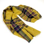 Mustard Yellow Plaid Soft Wide Womens Scarf Photo 0