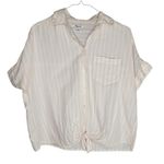 Madewell XS Pink White Striped Tie Front Button Down Short Sleeve Shirt Photo 2