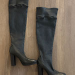 D&G Vintage  black thigh high pleated leather platform boots Photo 0