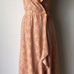 ZARA Orange Lace Wrap Midi Dress Ruffle Collar Button Waist Size S Photo 0