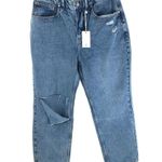 Good American '90s Duster Straight Leg Jeans Distressed Blue950 14/32 Photo 3