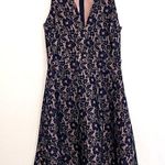 AQUA  Navy Blue Lace Light Pink Lining V-Neck Sleeveless Fit Flare Skater Dress Photo 1