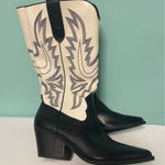Indigo Rein Indigo Rd Sz 6.5 Black White Faux Leather‎ Cowboy Boots Photo 0