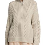 Naadam BeigeWool Cashmere Open Back Cable Quarter Zip Sweater NWT Photo 1