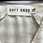 Soft Haus Garden Party Wrap Top Blouse Linen Cotton Natural Plaid Tan Size XS Photo 9