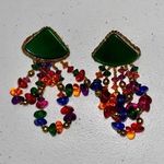 None Vintage Beaded Loop Dangle Earrings Photo 0