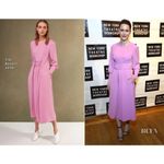 Tibi  Pink Lace Up Corset Long Sleeve Twill Midi Dress Size 10 Photo 3