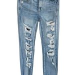 American Eagle  SZ 2 SHORT Jegging Jeans Hi-Rise Distressed Stretch Frayed Hems Photo 0