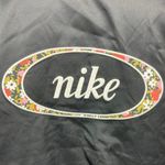 Nike Women's Black Silk Satin Button Down Embroidered Logo Bomber Jacket Top S Photo 3